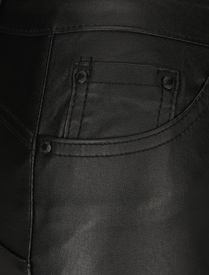 Jean skinny ciré push-up à taille haute - Noir - 3