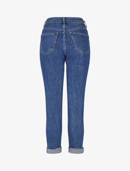 Jean mom fit à revers - Bleu - 2