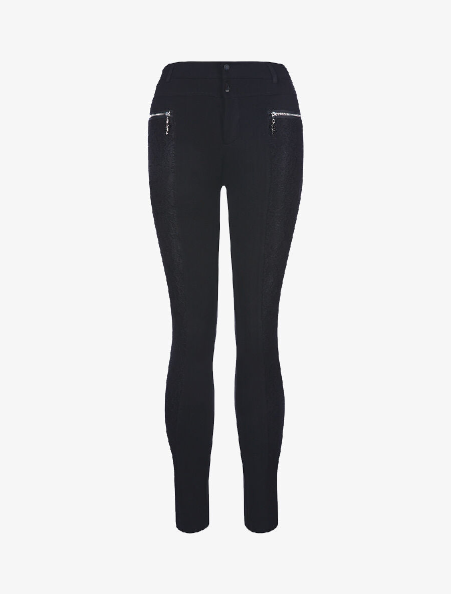 Pantalon 7/8 bande dentelle - noir - 3