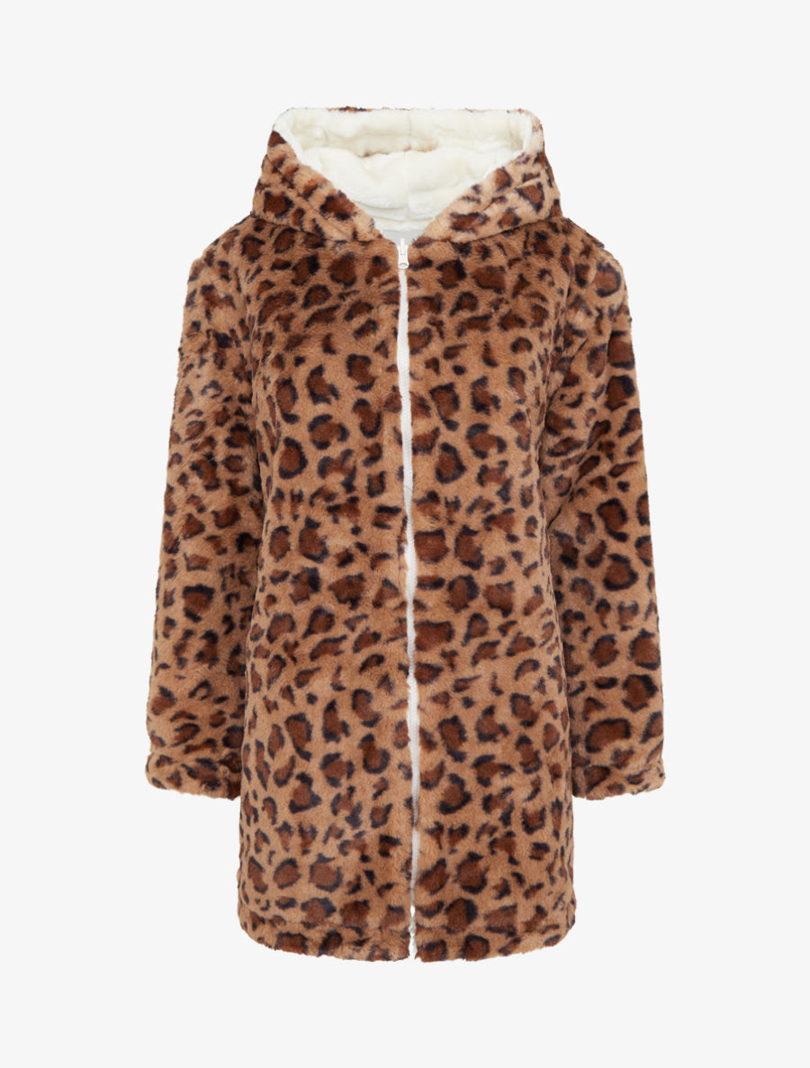 Manteau réversible en fourrure synthétique - Beige - 4