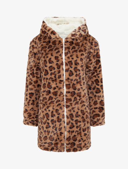 Manteau réversible en fourrure synthétique - Beige - 4