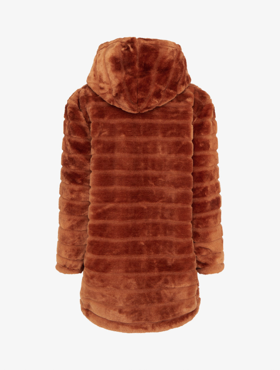Manteau réversible en fourrure synthétique - Brique - 2