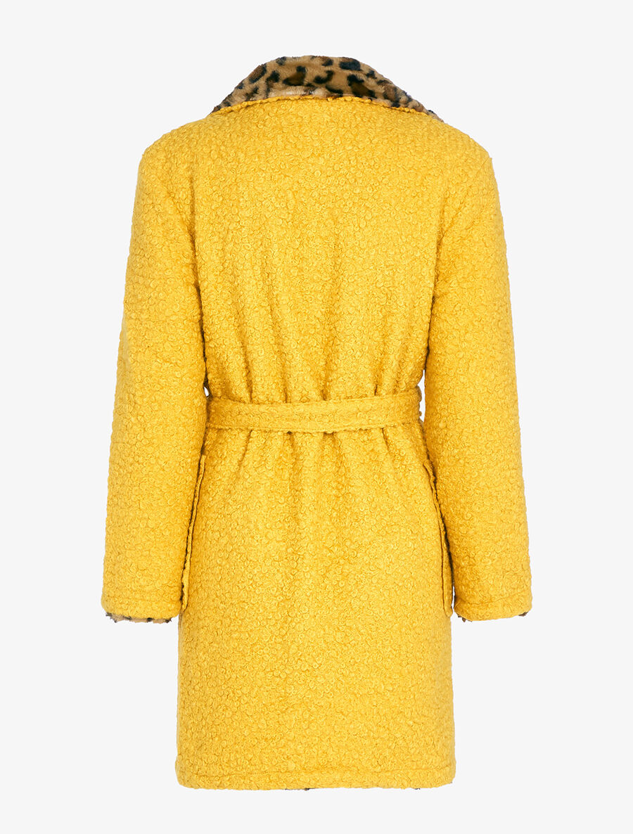 Manteau réversible effet laine bouclette - Moutarde - 2