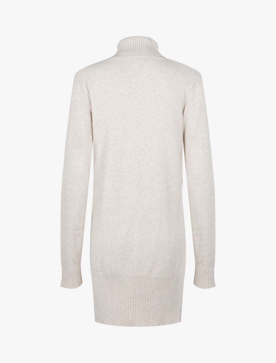 Robe pull à formes graphiques et stries texturées - Beige - 2