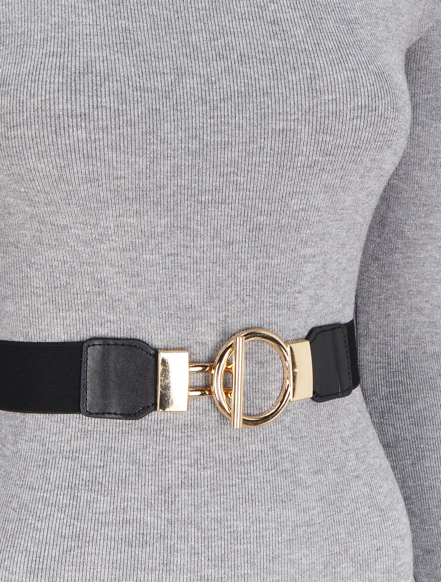 Robe pull unie à ceinture stylisée - Gris chiné - 3