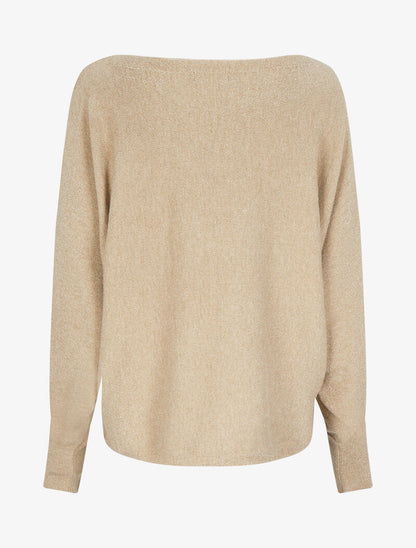Pull fin oversize chauve-souris irisé - Beige - 2