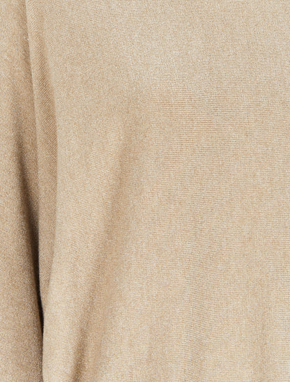Pull fin oversize chauve-souris irisé - Beige - 3