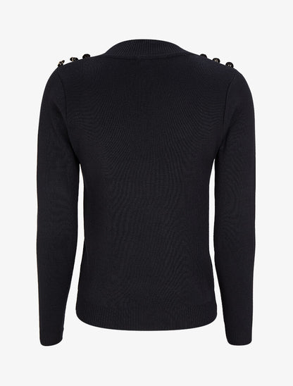 Pull uni à boutons stylisés - Noir - 2