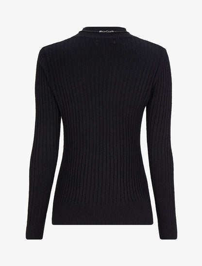 Pull effet maille tressée - Noir - 2
