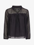 Blouse en plumetis à col mao - Noir - 1