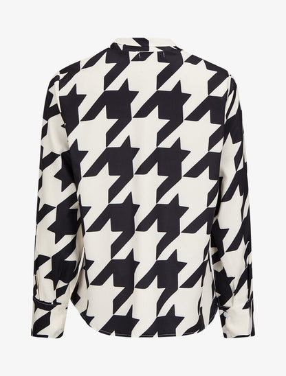 Blouse à col lavallière à imprimé pied de coq - Noir - 2