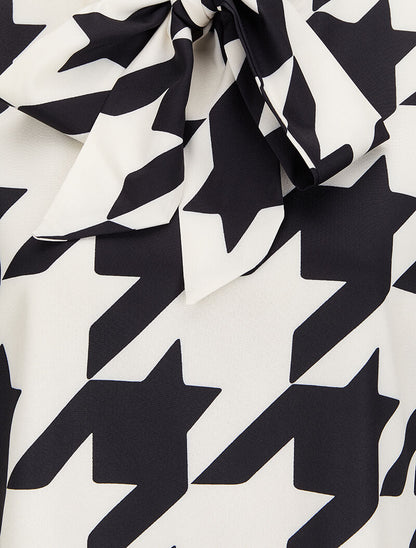 Blouse à col lavallière à imprimé pied de coq - Noir - 3