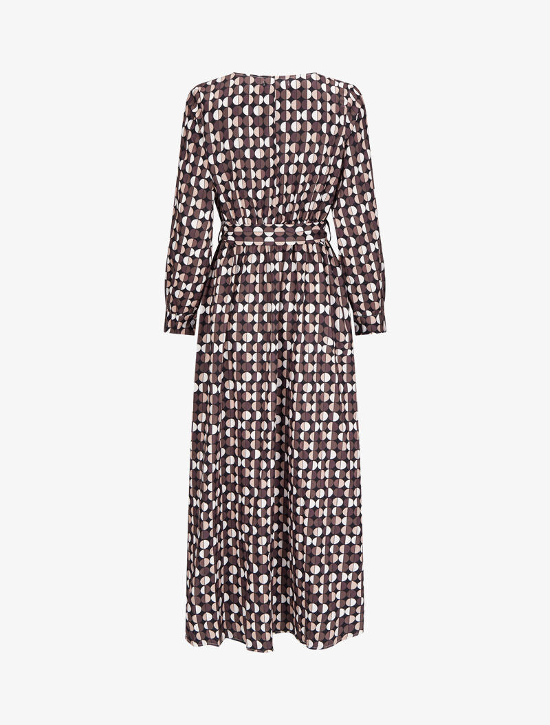 Robe longue imprimé pois stylisés - Noir - 2