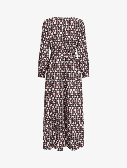 Robe longue imprimé pois stylisés - Noir - 2
