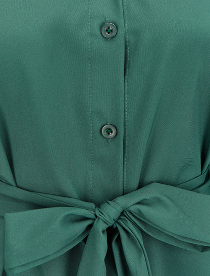 Robe chemise ample à ceinture - Vert émeraude - 3