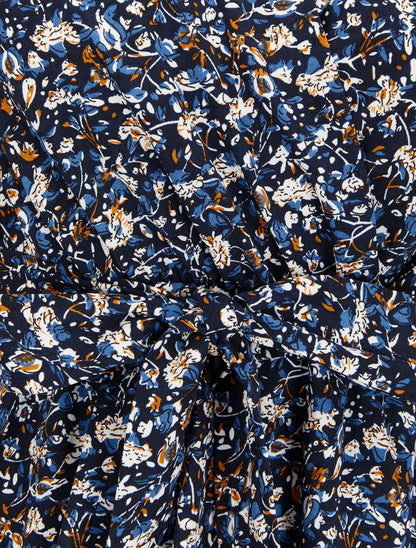 Robe cache-coeur à imprimé floral - Bleu marine - 3