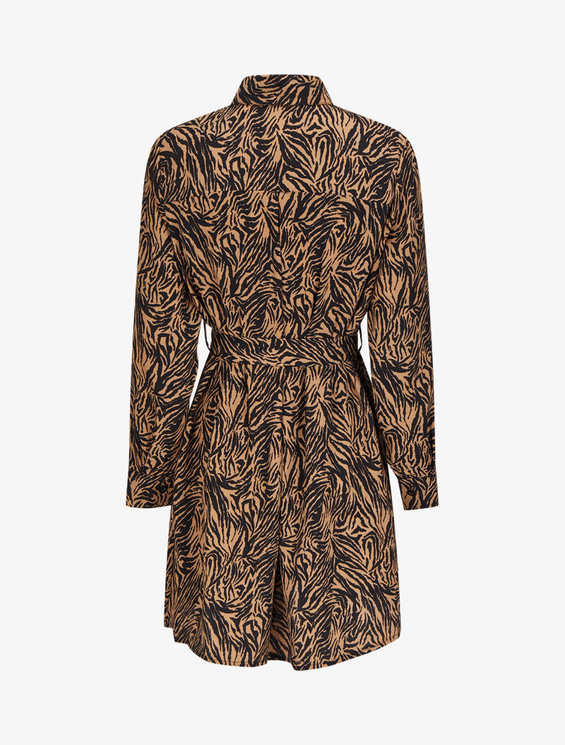 Robe chemise imprimé zèbre - Camel/noir - 2