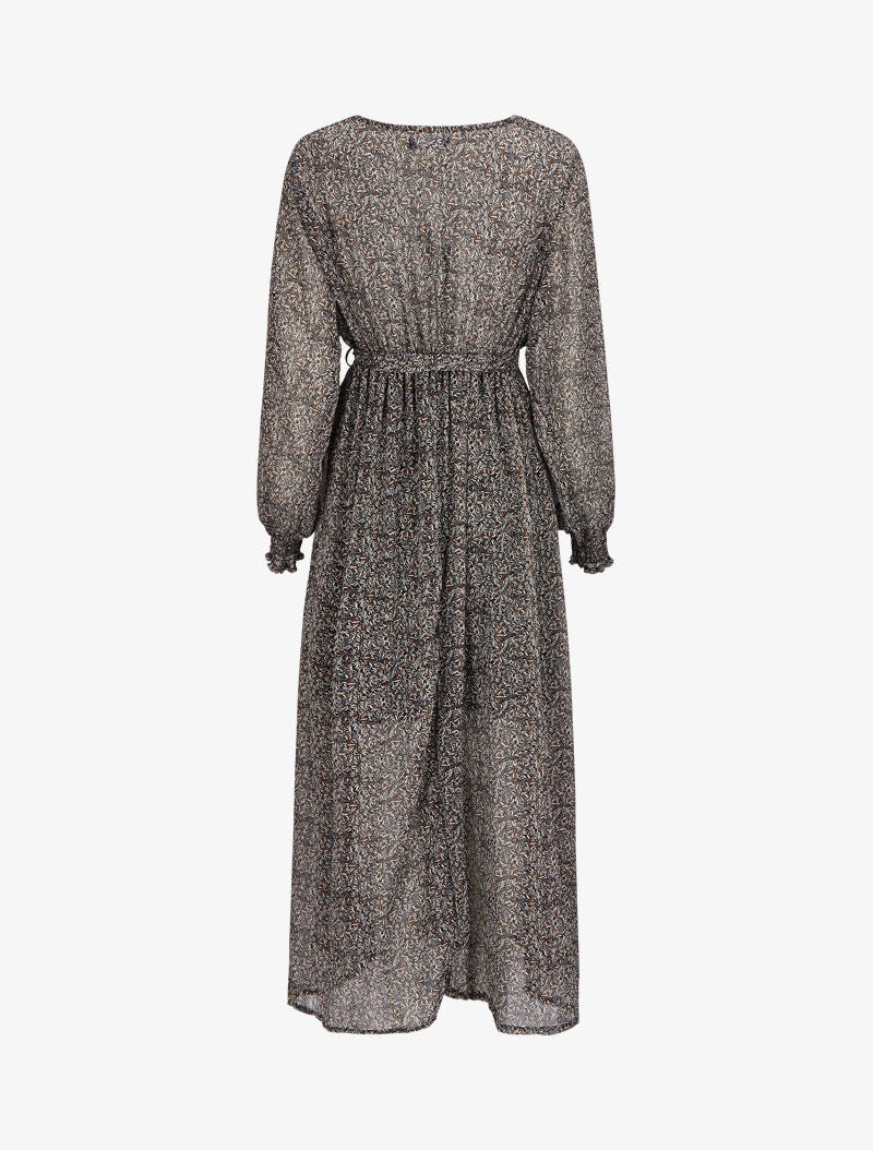 Robe longue cache-coeur à imprimé feuilles d&