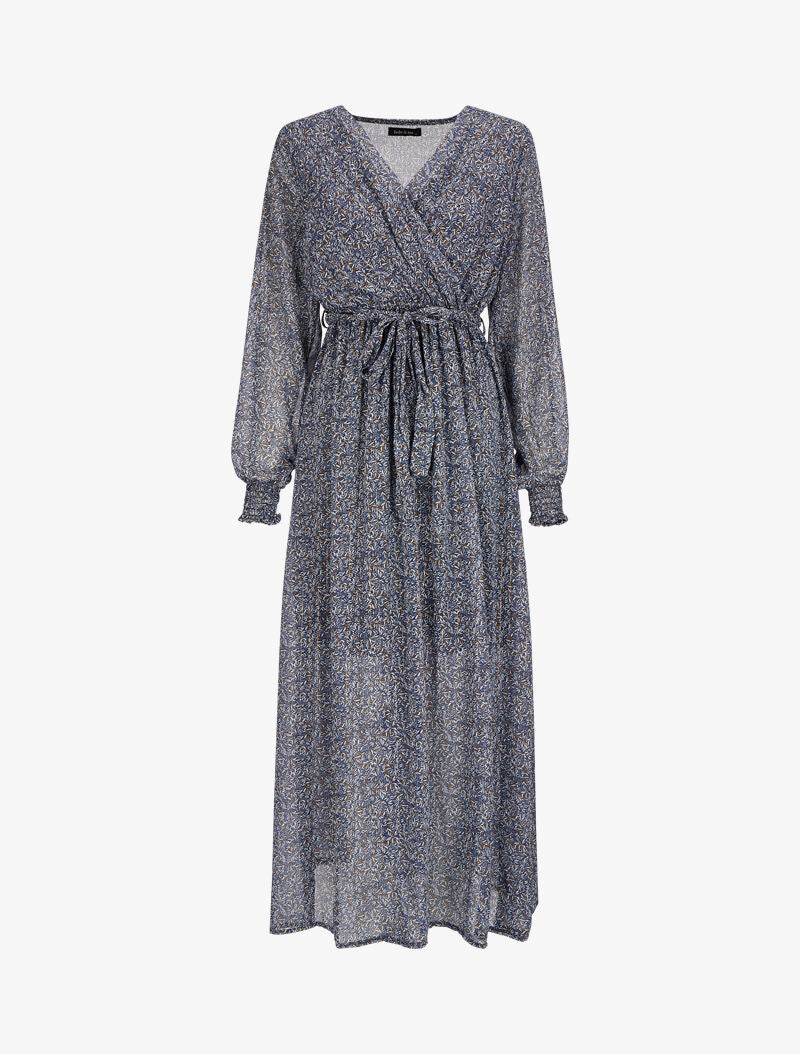 Robe longue cache-coeur à imprimé feuilles d&