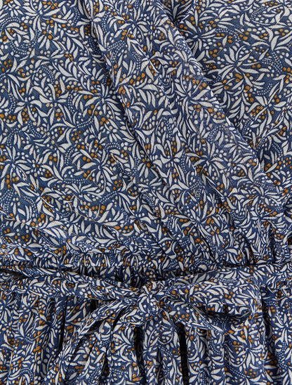 Robe longue cache-coeur à imprimé feuilles d&