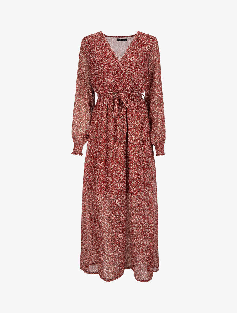 Robe longue cache-coeur à imprimé feuilles d&