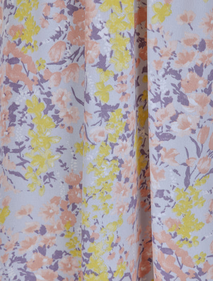 Robe longue à imprimé fleurs printanières - Bleu ciel - 3
