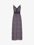 Robe longue à fleurs graphiques et à fines broderies - Marine - 1