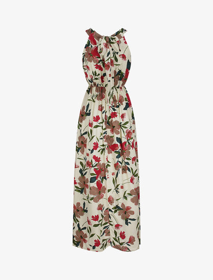 Robe longue imprimée marguerites géantes - Beige/rose foncé - 2