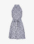 Robe cintrée imprimé petites fleurs à col américain - Blanc - 4