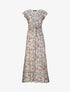 Robe longue empire à épaules volantées imprimé aquarelle florale - Vert olive - 1