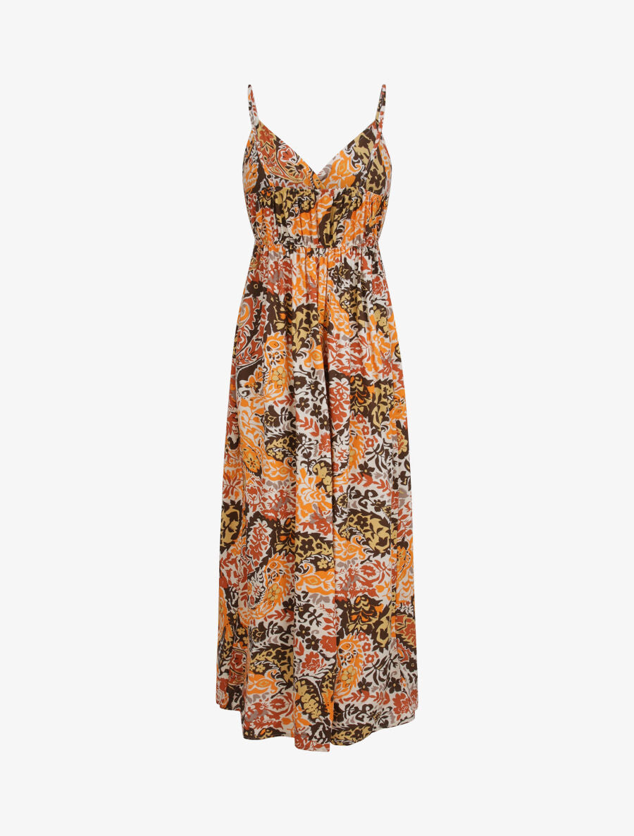 Robe longue imprimé foulard - Beige/orange - 2