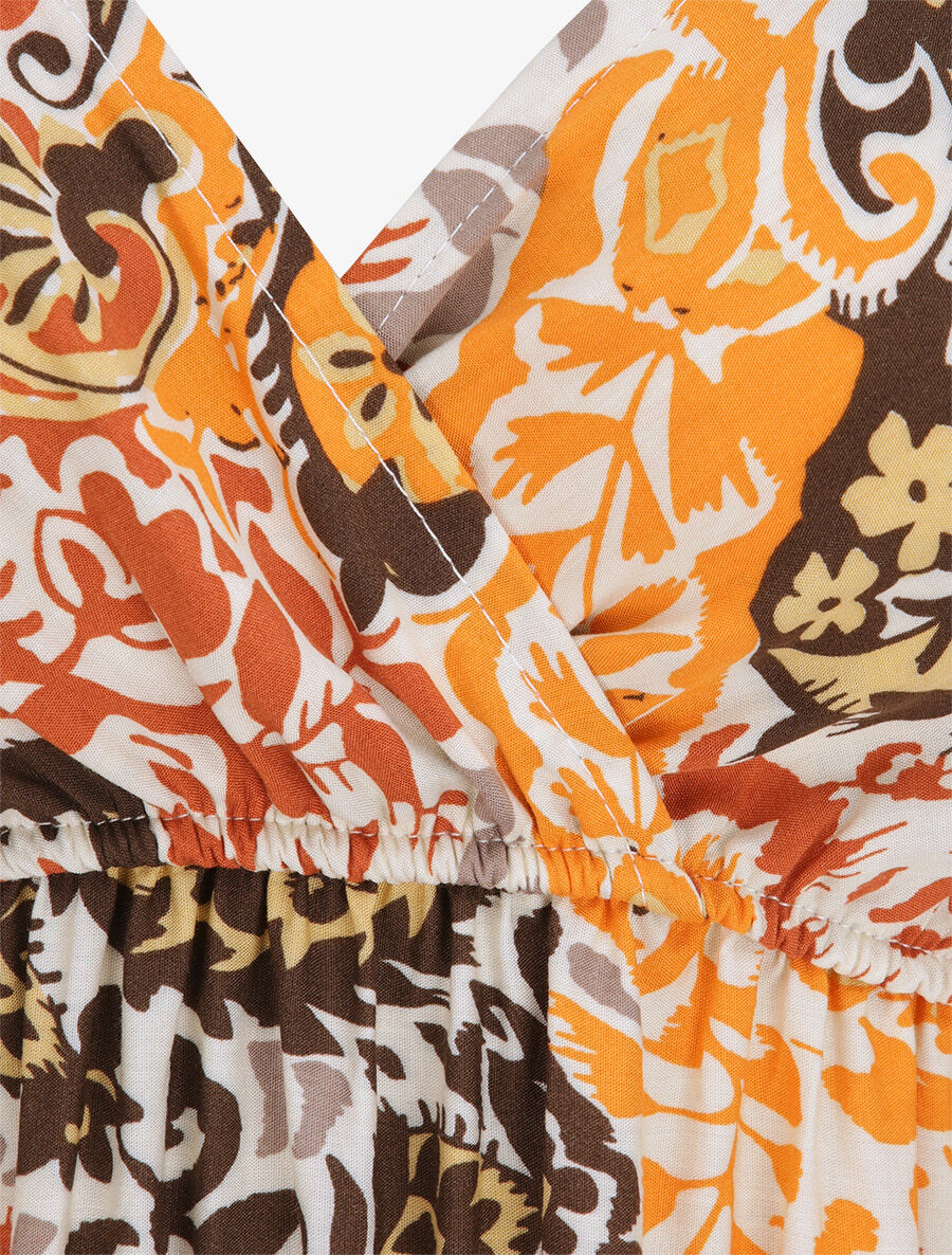 Robe longue imprimé foulard - Beige/orange - 3