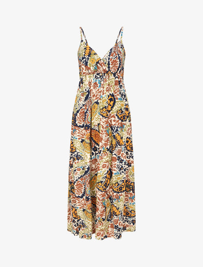 Robe longue imprimé foulard - Beige/kaki - 4
