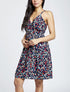Robe patineuse imprimé roses - Marine - 1