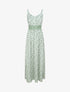 Robe longue imprimée petites fleurs à boutons décoratifs - Vert - 4