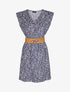 Robe à col V boutonné - Marine - 4