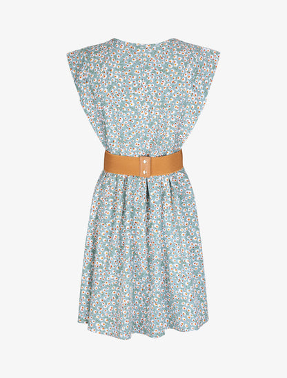 Robe à col V boutonné - Vert d&