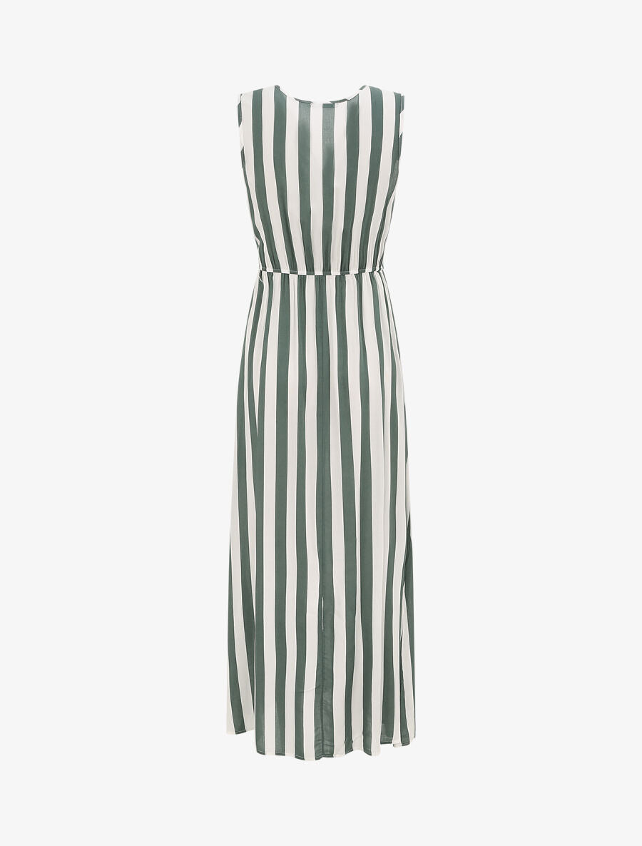 Robe longue empire imprimé rayé - Vert - 2
