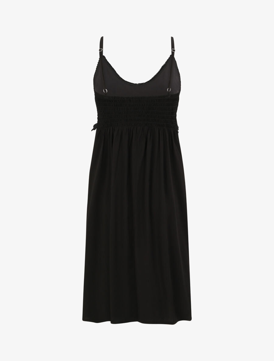 Robe à col V à détail crochet - Noir - 2