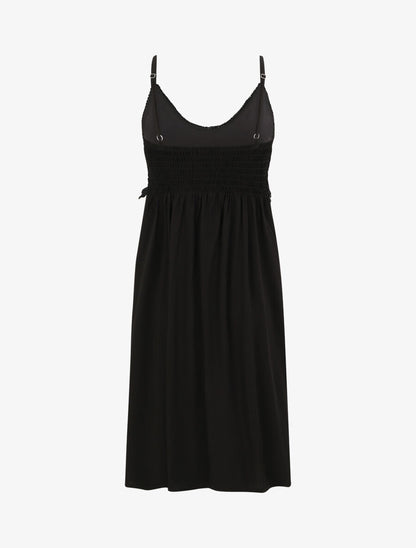 Robe à col V à détail crochet - Noir - 2