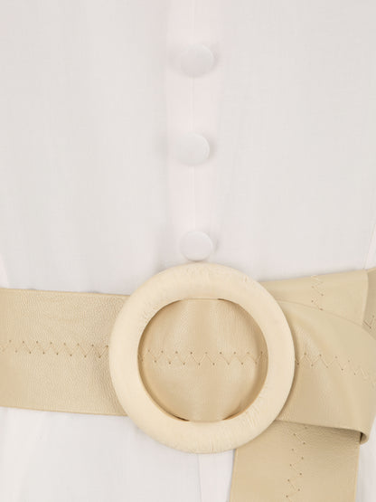 Combishort à boutons stylisés - Blanc - 3