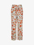 Pantalon fluide motifs pétales de roses - Vert amande - 1