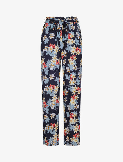 Pantalon fluide motifs fleurs de vanillier - Marine - 5