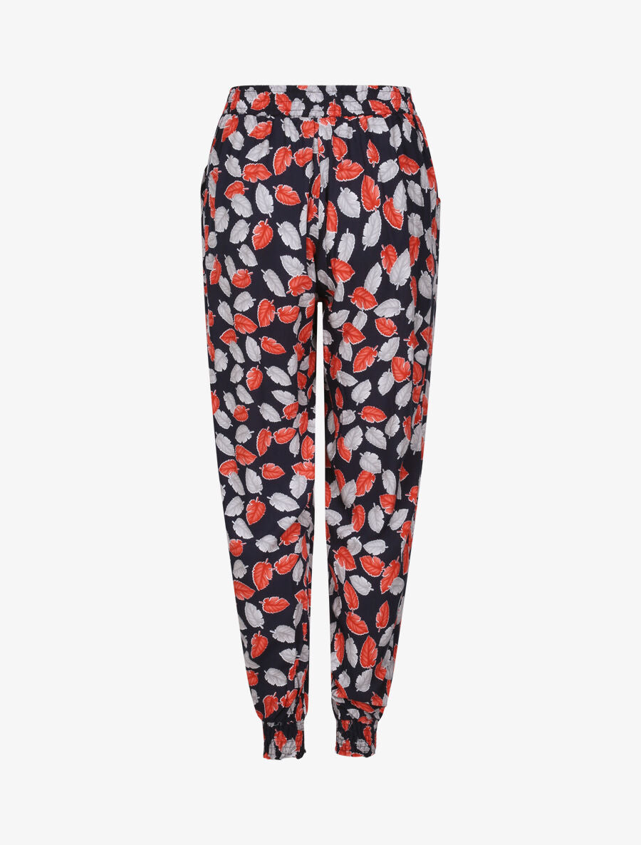 Pantalon harem imprimé feuilles d&