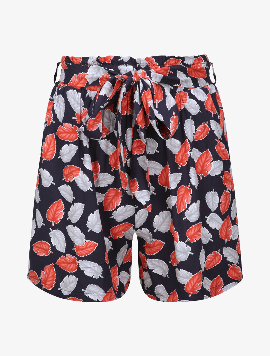 Short fluide imprimé feuilles d&
