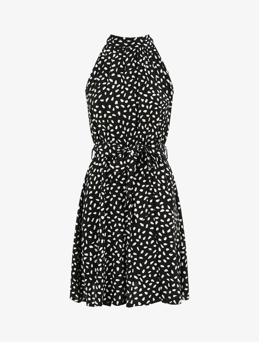 Robe cintrée à imprimé moucheté - Noir - 5
