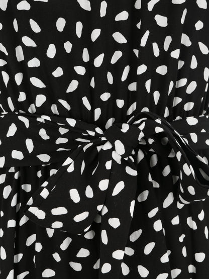 Robe cintrée à imprimé moucheté - Noir - 3