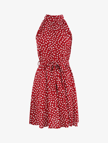 Robe cintrée à imprimé moucheté - Rouge - 1