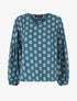 Top ample col V à fleurs - Bleu canard - 1
