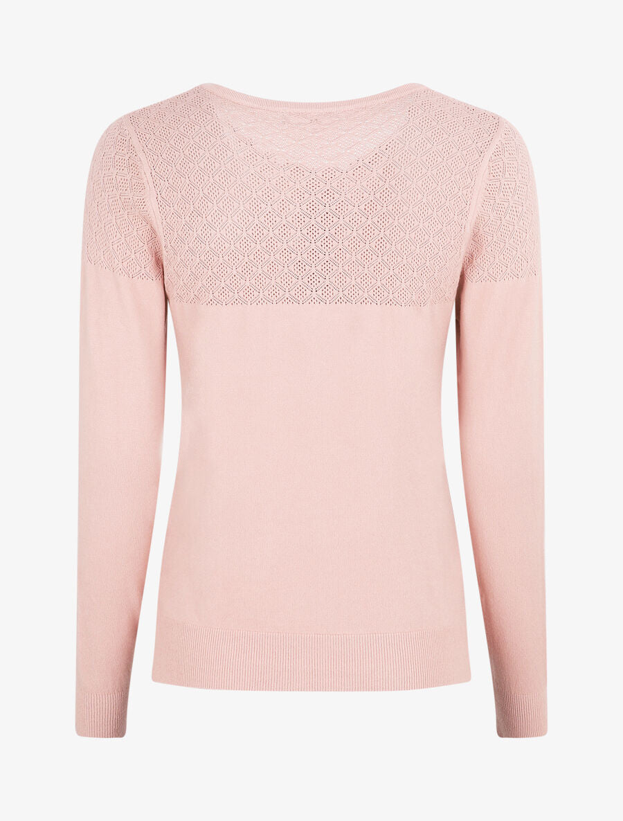 Gilet uni à manches longues - Rose poudré - 2